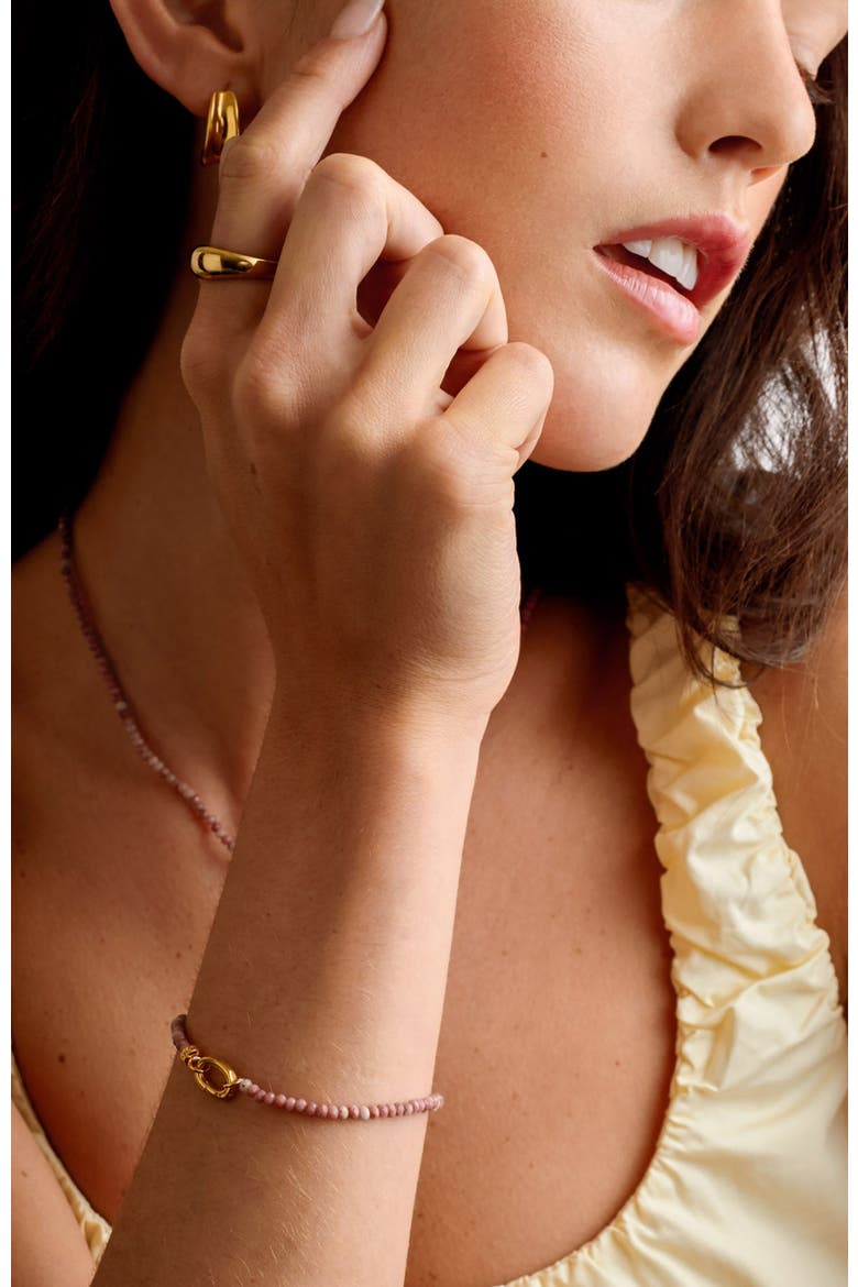 Rhodochrosite Bracelet, Alternate, color, Gold