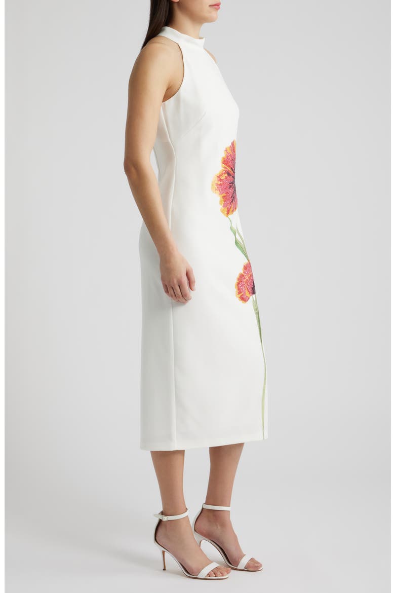 Sequin Flower Midi Dress, Alternate, color, IVORY