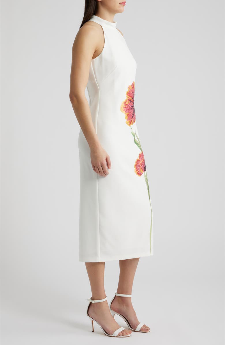 Vince Camuto Sequin Flower Midi Dress, Alternate, color, Ivory