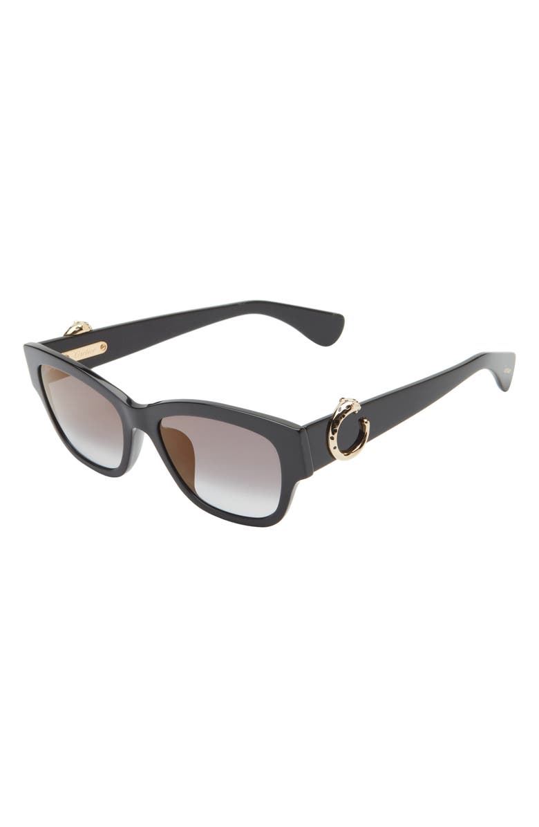 Cartier 55mm Square Sunglasses, Alternate, color, Black