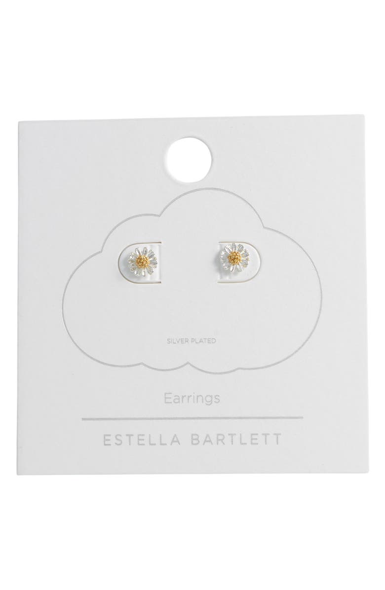 Estella Bartlett Mini Wildflower Stud Earrings, Main, color, Silver