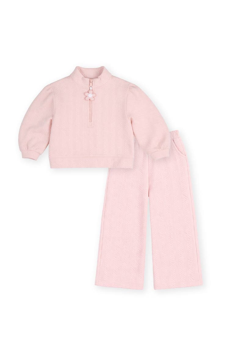 Cable Knit Half Zip Set, Main, color, Pink Cable Knit