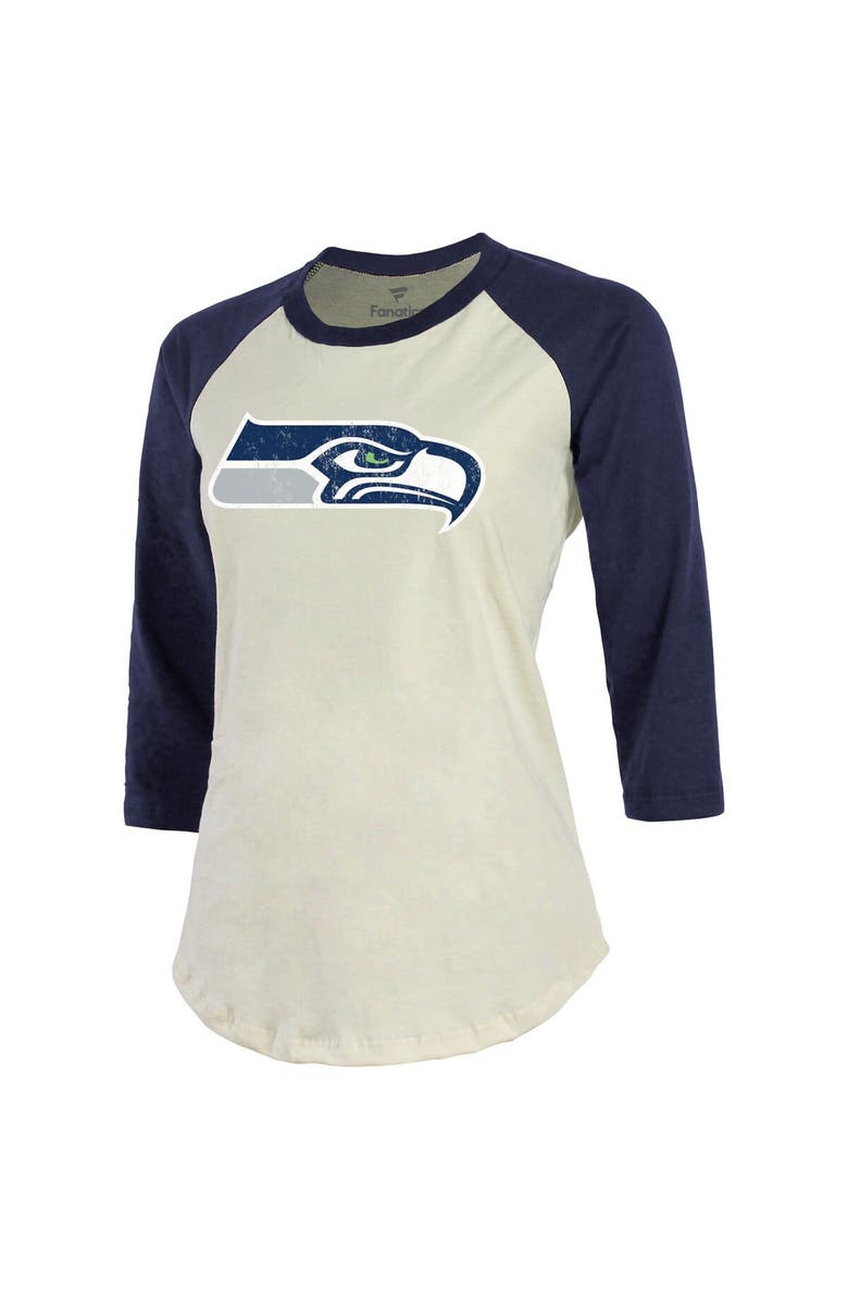 Majestic Threads Women's Fanatics Branded Jamal Adams Cream/Navy Seattle Seahawks Player Raglan Name & Number 3/4-Sleeve T-Shirt, Alternate, color, 