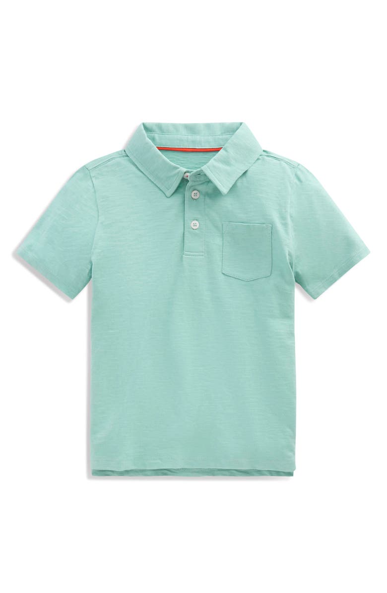 Mini Boden Kids' Slub Jersey Polo, Main, color, Aqua