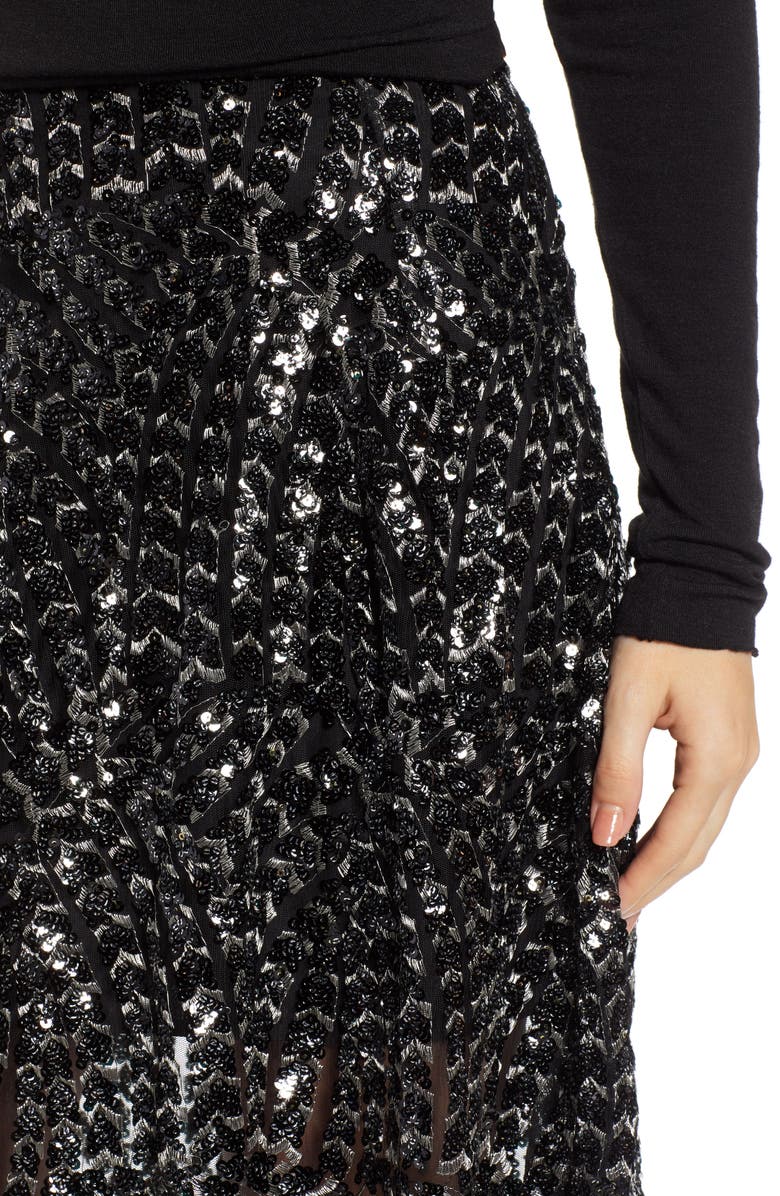 Something Navy Sequin Midi Skirt, Alternate, color,