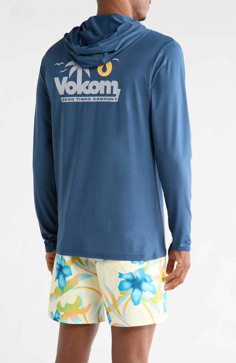 Volcom Crawdad Hooded Swim Shirt, Alternate, color, Deep Blue