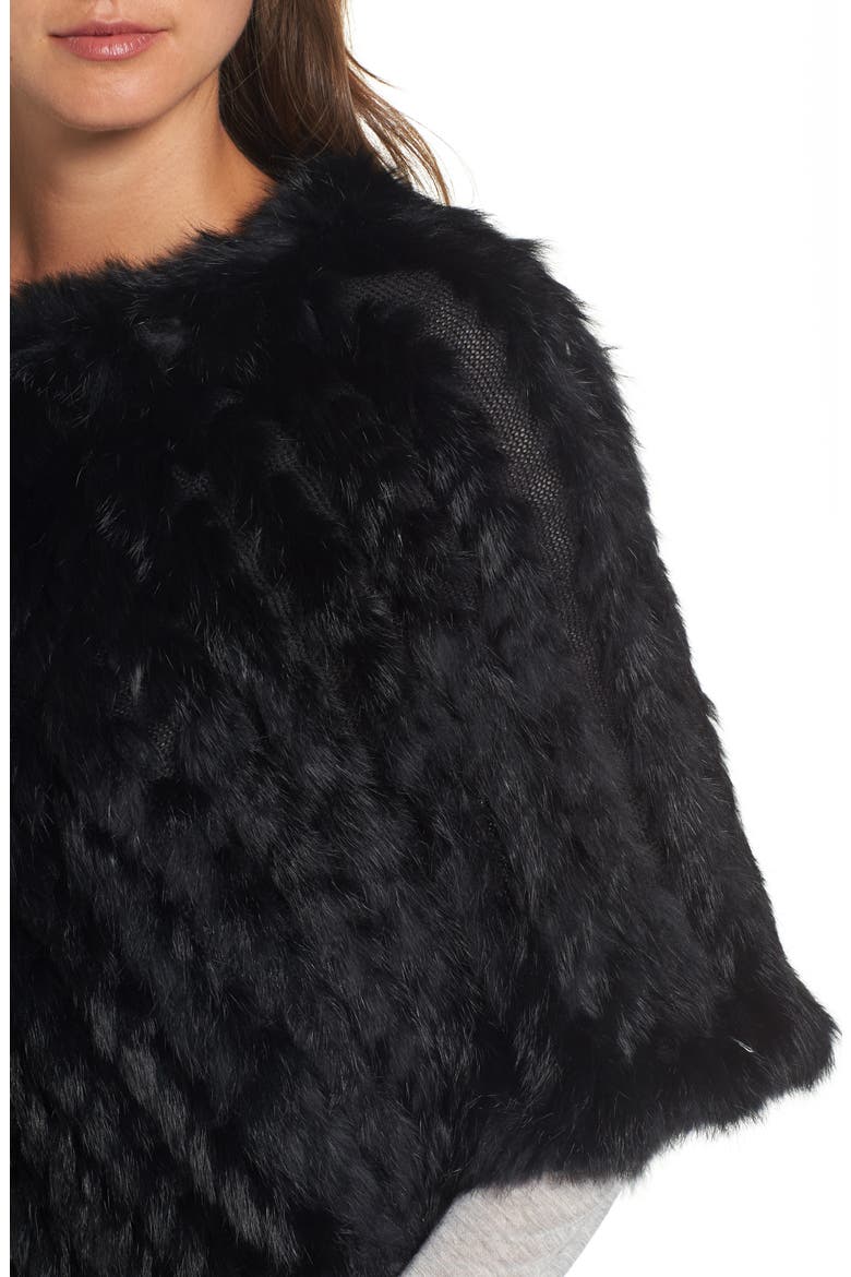 Genuine Rabbit Fur Poncho, Alternate, color, BLACK/BLACK