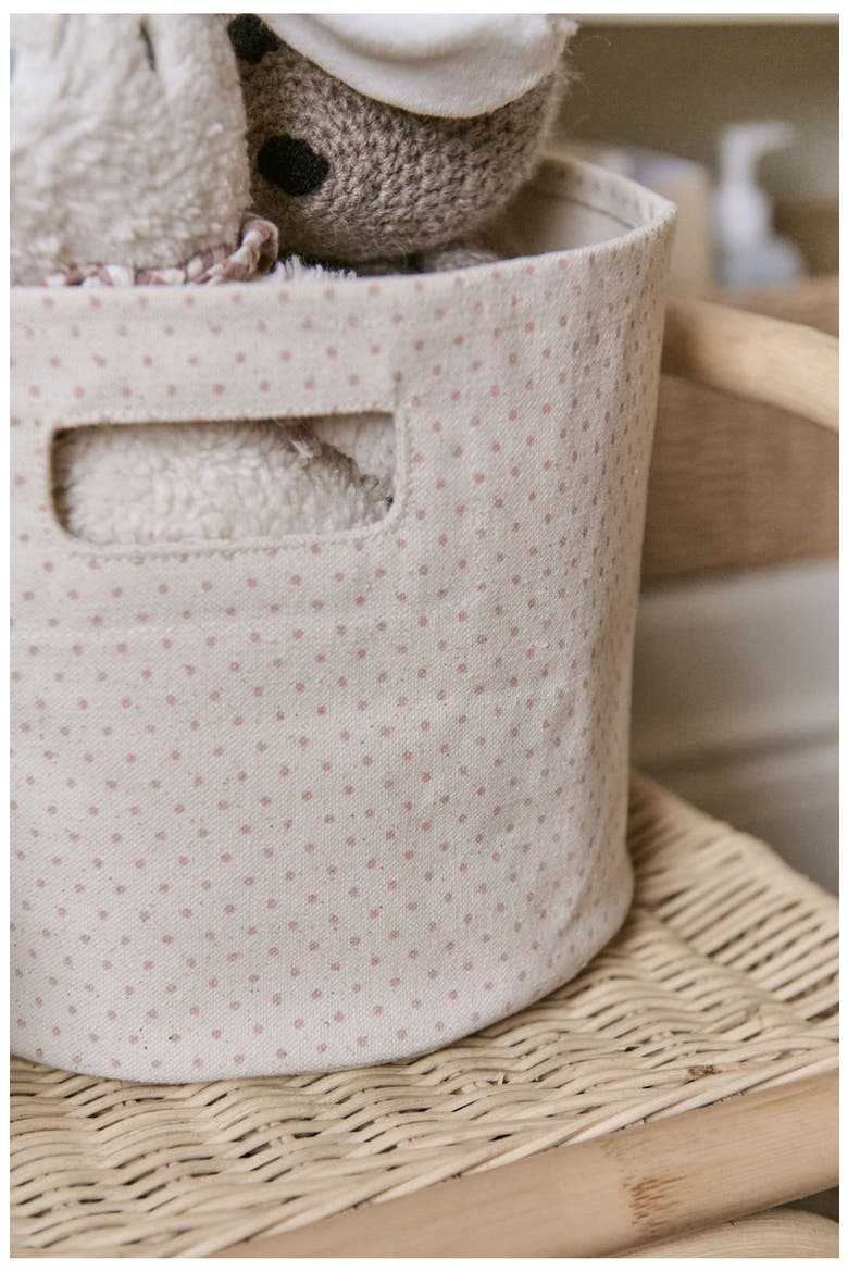 Mini Cotton Canvas Basket, Alternate, color, PIN DOT PEONY