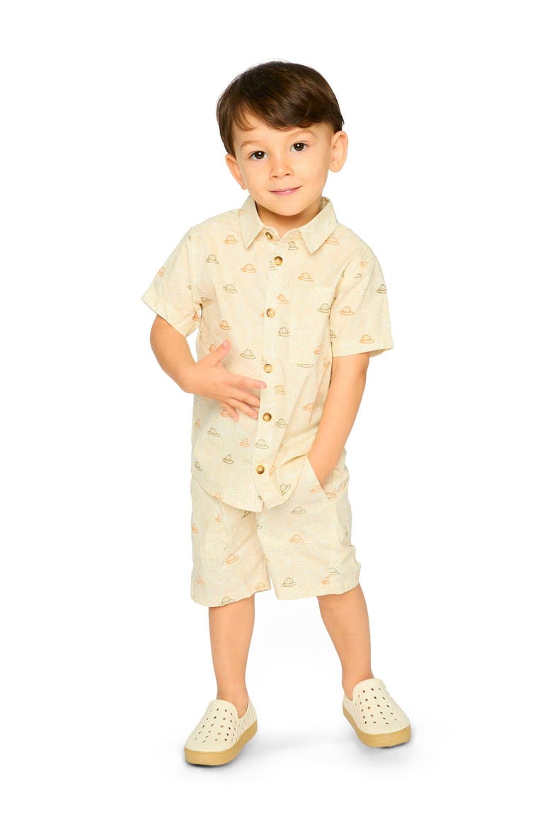 Elastic Waist Safari Print Poplin Shorts, Alternate, color, Beige Safari Print