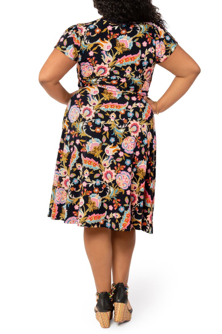 Monique Tie Waist A-Line Dress, Alternate, color, FOLKLORE FLORAL BLACK