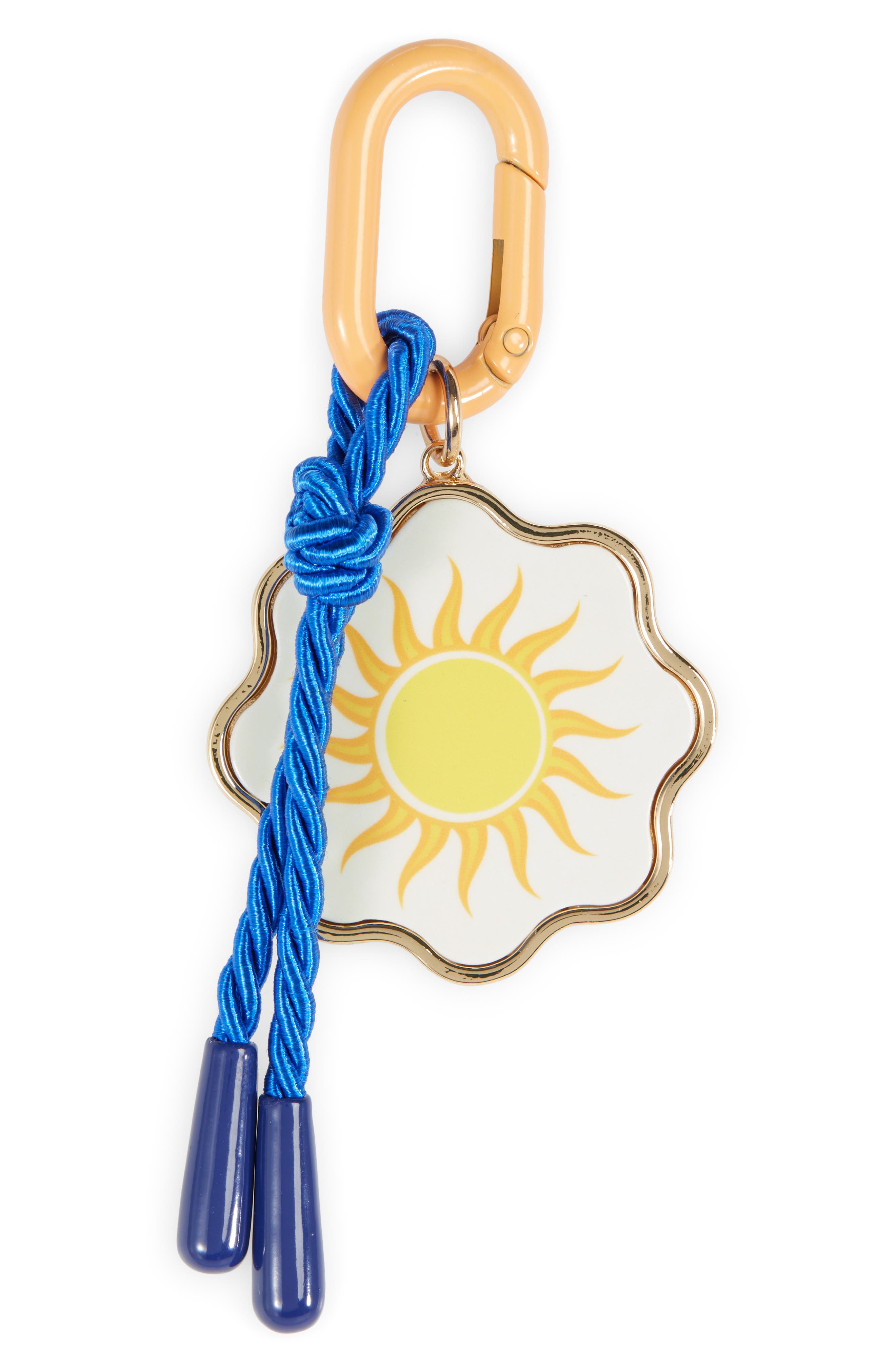Leith Painted Sun Carabiner Clip Bag Charm, Main, color, Yellow Multi- Gold