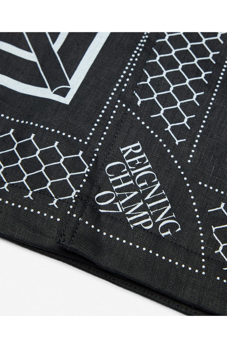 Reigning Champ Arena Relaxed Fit Geo Print Linen Camp Shirt, Alternate, color, Black-White