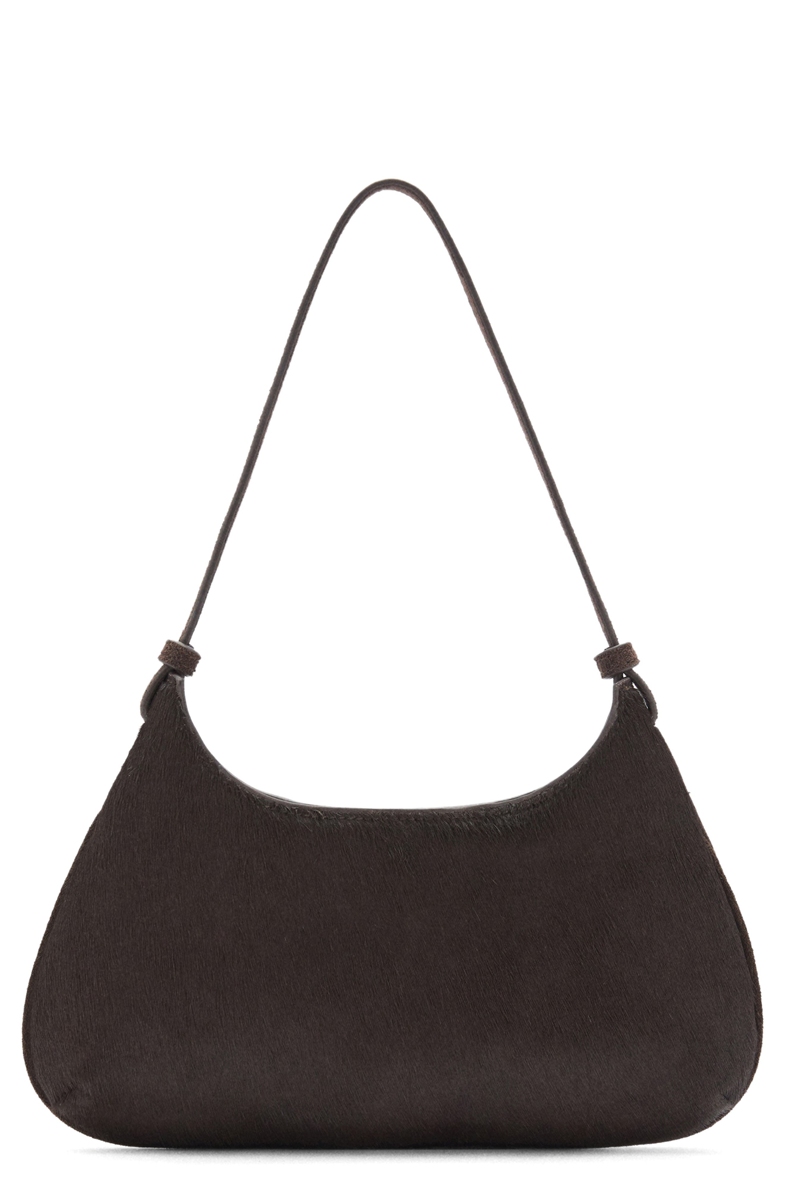 MANGO Leather & Genuine Calf Hair Shoulder Bag, Main, color, 