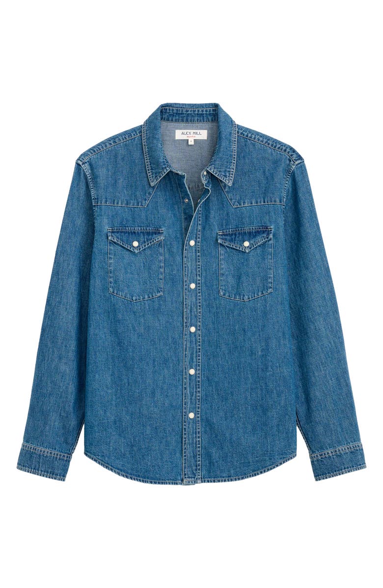 Alex Mill Jackson Denim Western Snap-Up Shirt, Alternate, color, Vintage Wash