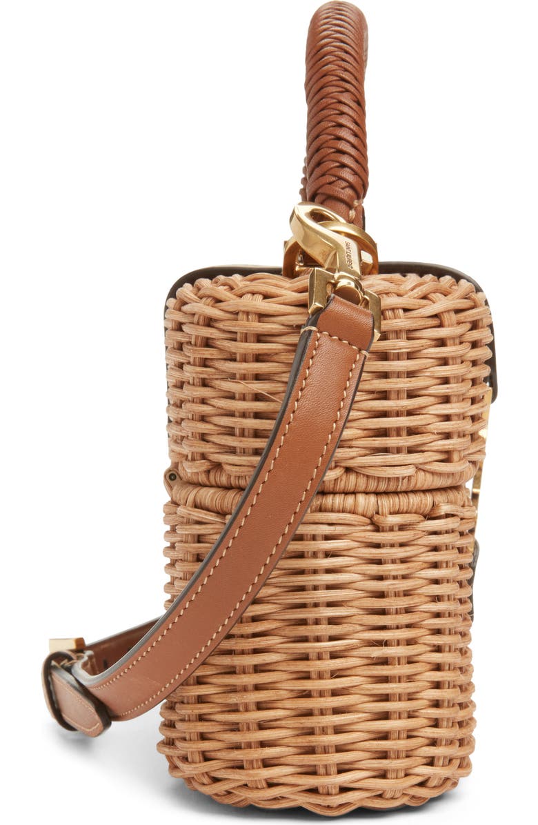 Saint Laurent Gaby Wicker Vanity Bag, Alternate, color, Naturel/ Brick