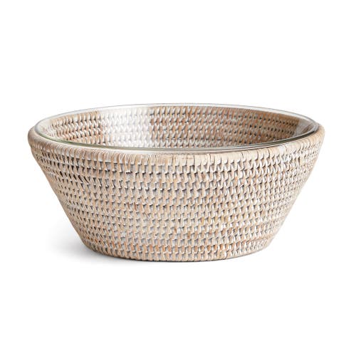 Napa Home & Garden 10.75"  Burma Rattan Whitewash Round Fruit Bread Wicker Natural Woven Serving Bowl  product