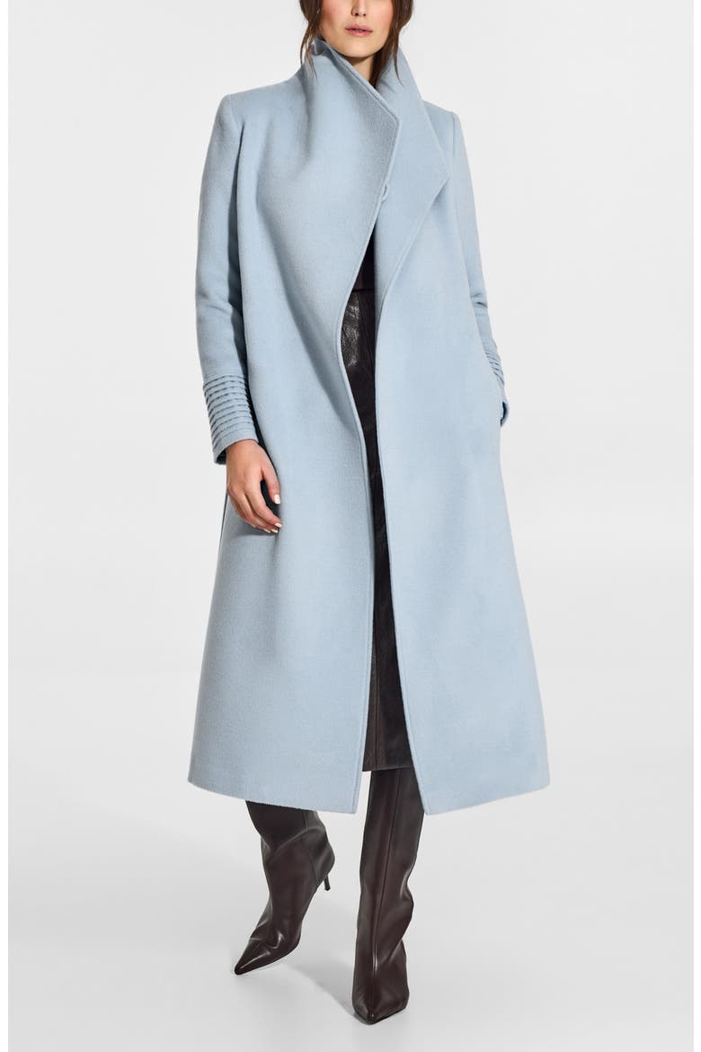 Baby Alpaca & Wool Funnel Neck Wrap Coat, Alternate, color, GLACIAL BLUE