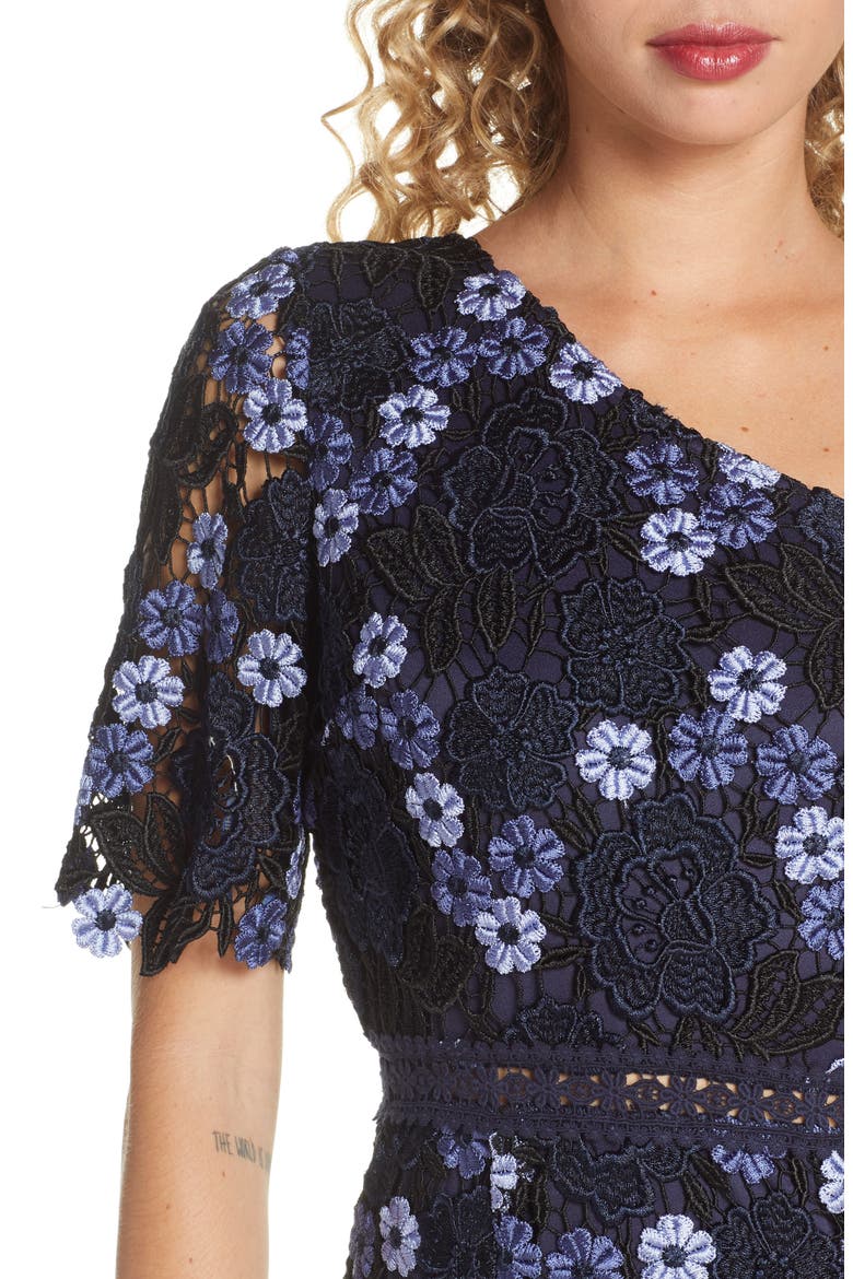Lenka One-Shoulder Crochet Lace Cocktail Dress, Alternate, color, MULTI