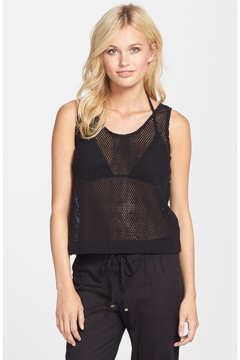 Mesh Cover-Up Tank, Main, color, BLACK