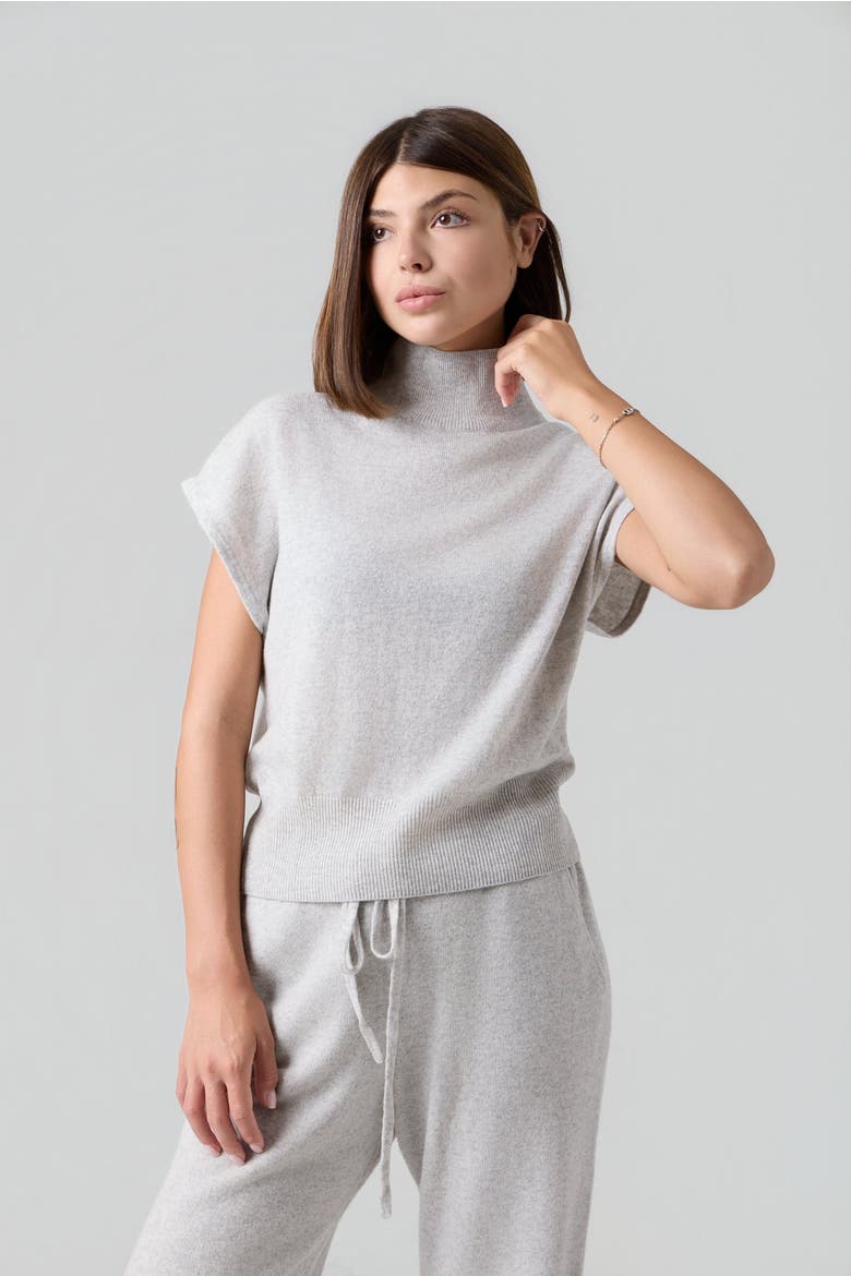 Cashmere Blend Mock Neck Sweater, Alternate, color, Gray