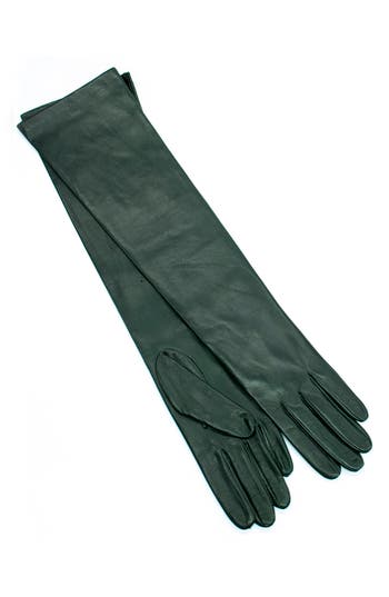 Portolano Silk Lined Leather Gloves In Green