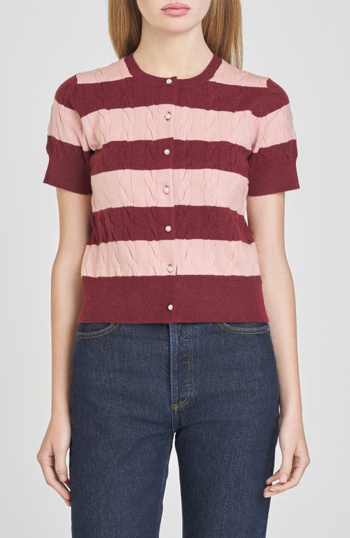 Wayf Lucille Stripe Cable Cardigan In Gold