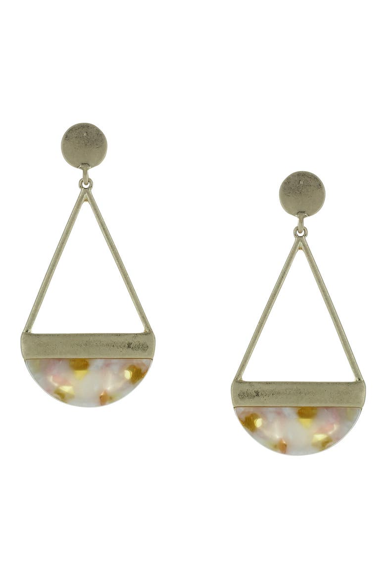 Gia Resin Drop Earrings, Main, color, WORN GOLD / PINK