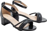 Tulleen Diagonal Rhinestone Band Block Heels