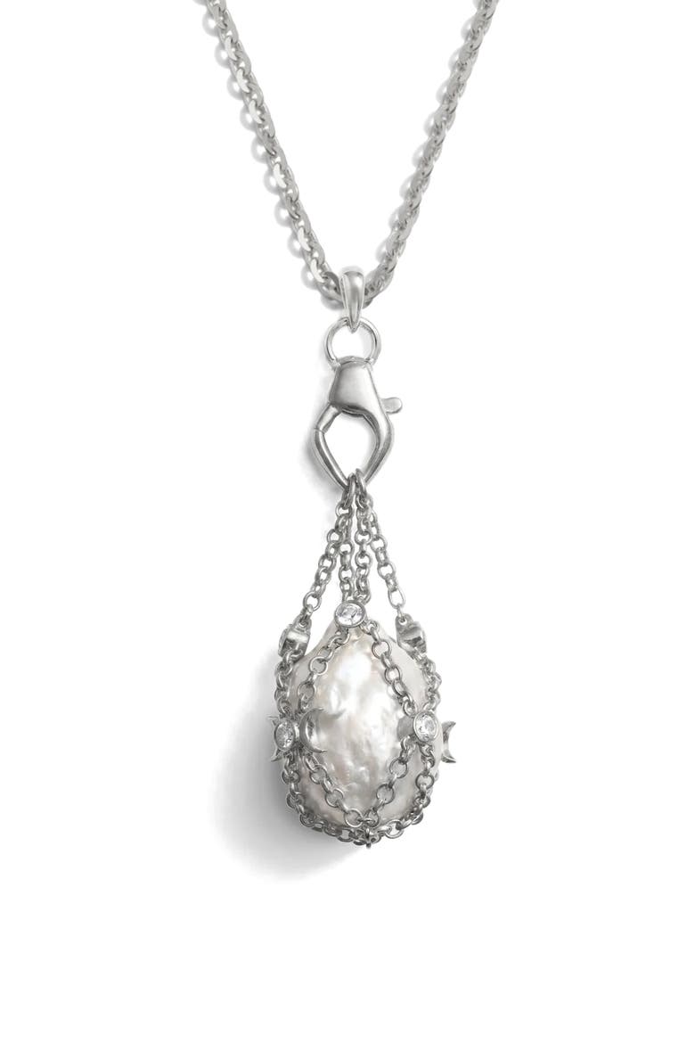 Wishing Stone Pendant Necklace, Main, color, METALLIC SILVER