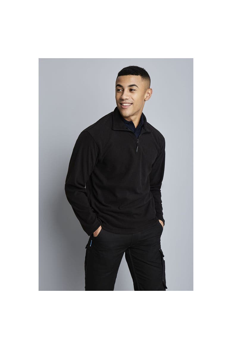 Micro Zip Neck Fleece Top, Alternate, color, Black