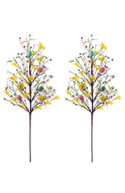 Set of 2 28"H Easter Berries & Eggs & Leaves Picks