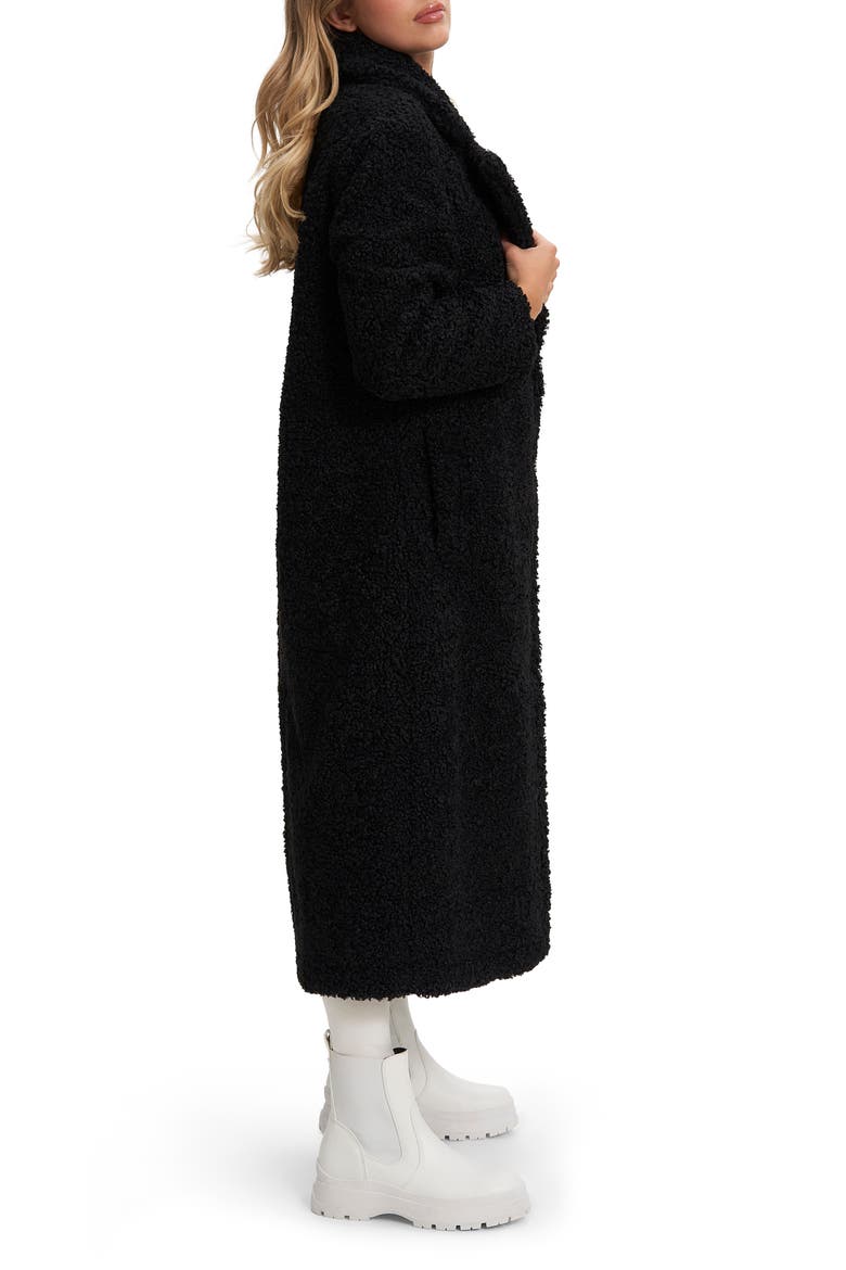 Franny Faux Shearling Coat, Alternate, color, BLACK