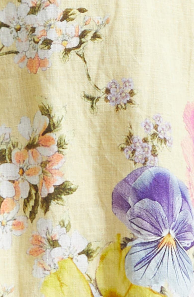 Camilla Darling Buds Ruffle Waisted Linen Minidress, Alternate, color, Darling Buds