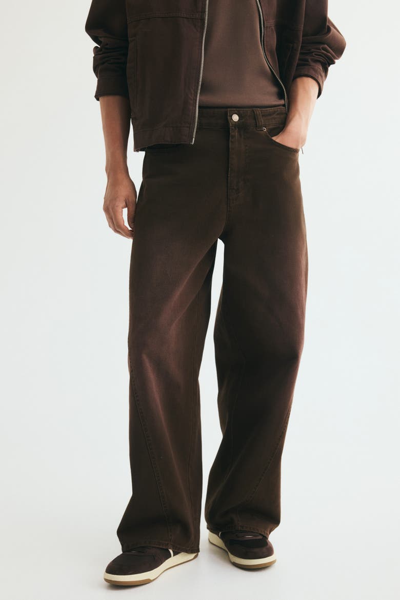 Loose-Fit Wide-Leg Twisted-Seam Jeans, Alternate, color, Dark brown