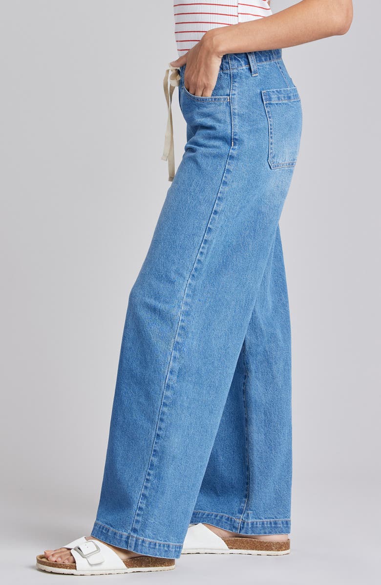 UNIONBAY Soleil Tie Waist Wide Leg Jeans, Alternate, color, Tulum