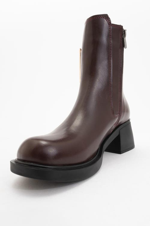 Prologue Shoes Moriah Buckle Block Heel Boot In Burgundy