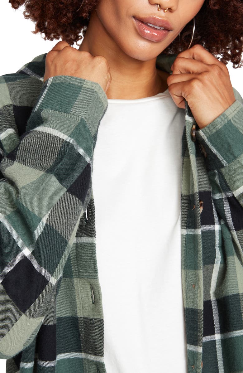 Volcom Oversize Me Plaid Cotton Flannel Shirt, Alternate, color, 