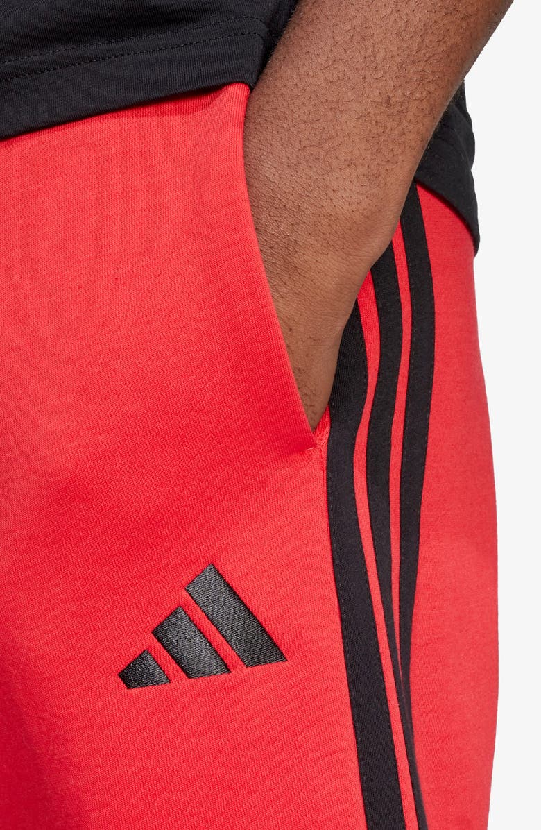 adidas Essentials 3-Stripes Fleece Shorts, Alternate, color, Pure Ruby/ Black