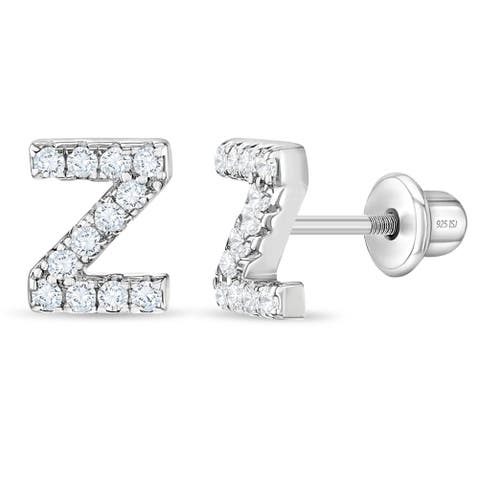 Cubic Zirconia Letter Initial Earrings