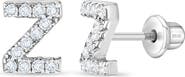 In Season Jewelry Cubic Zirconia Letter Initial Earrings