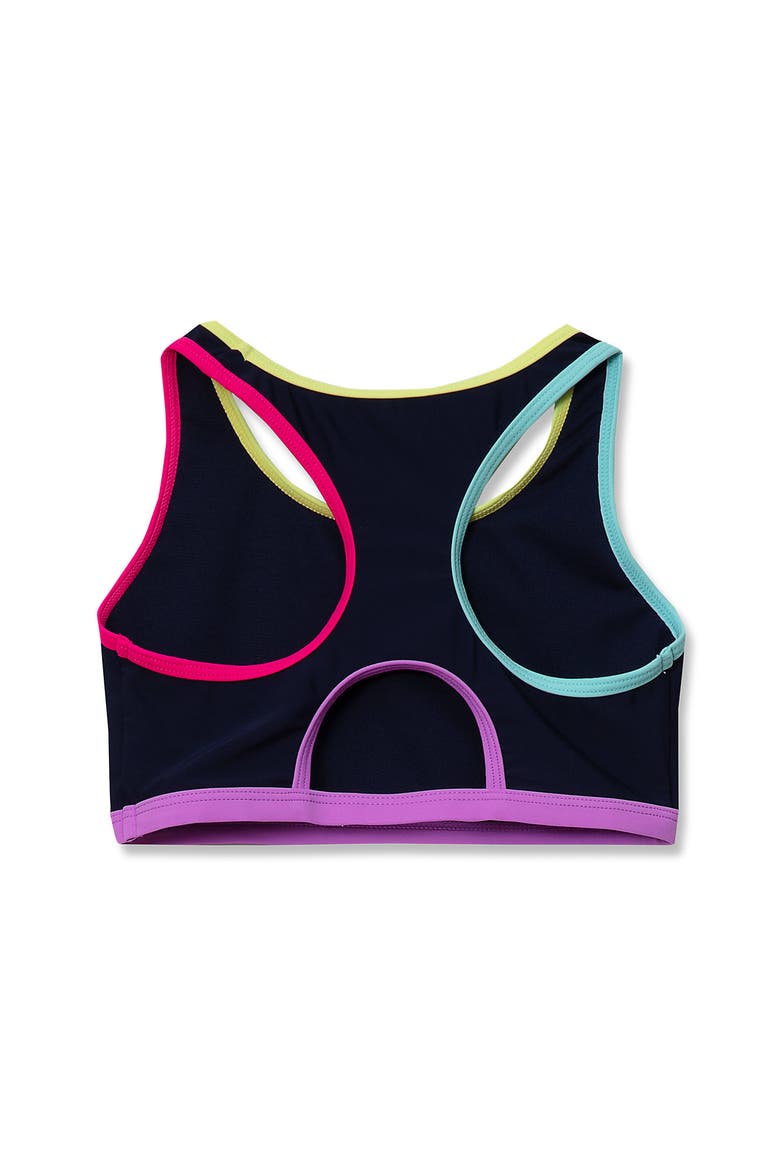 Girls Chlorine Resistant Contrast Racer Back Bikini Top, Alternate, color, Deep Sea Navy