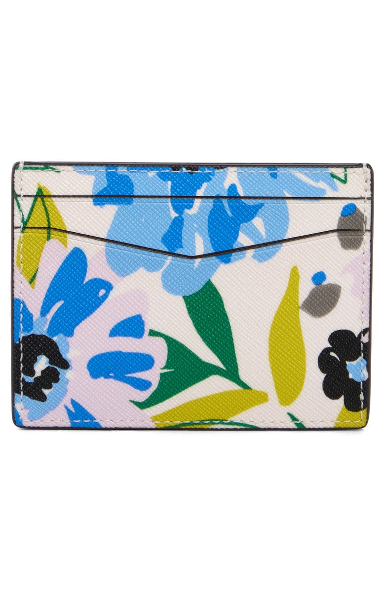 Kate Spade New York staci festival floral leather card case, Alternate, color, Cream Multi
