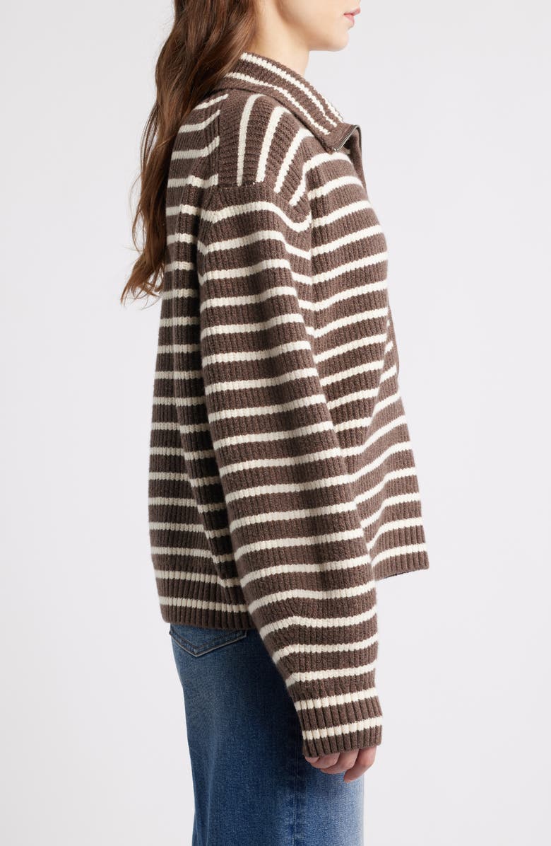 Faherty Jackson Quarter-Zip Organic Cotton Blend Pullover, Alternate, color, Mocha Stripe