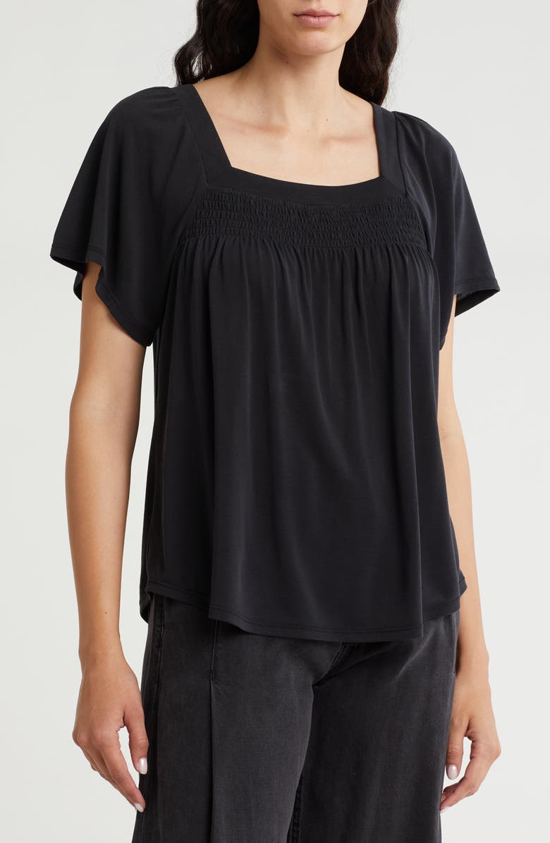 Lucky Brand Square Neck Flutter Sleeve Top, Main, color, 