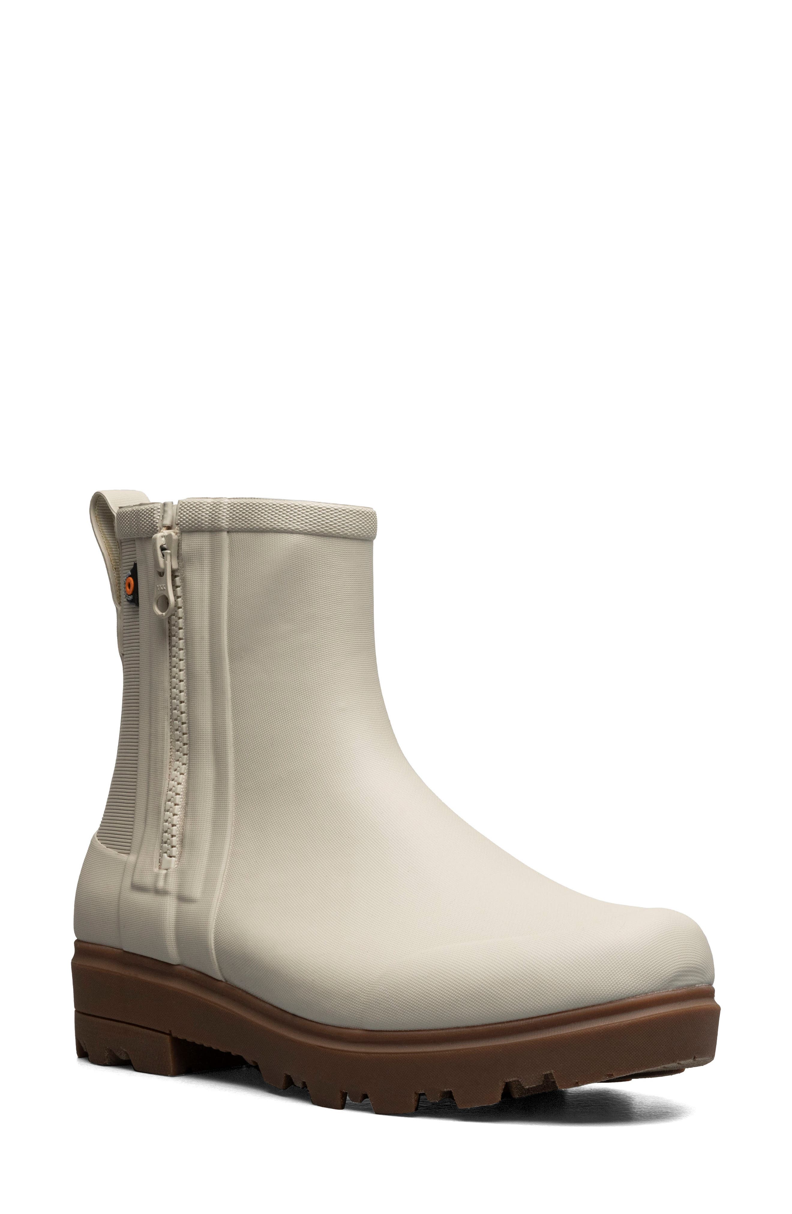 Bogs Holly Zip Waterproof Rain Boot, Main, color, Oatmeal