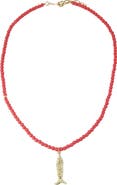 Panacea Coral Stone Fish Pendant Necklace