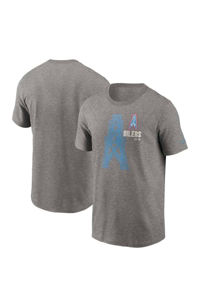 Nike Men's Nike Heather Charcoal Houston Oilers Logo Essential T-Shirt, Alternate, color, Heather Charcoal