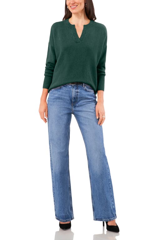 Vince Camuto Drop Shoulder V-neck Sweater In Green
