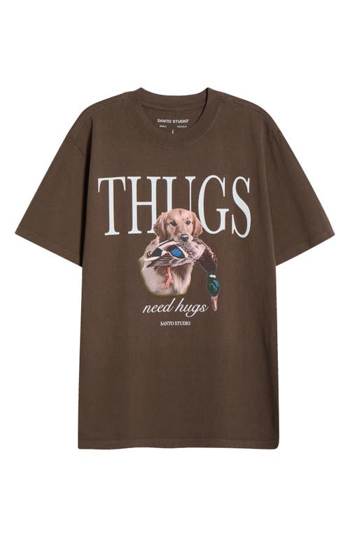 Santo Studio Thugs Hunt Cotton Graphic T-shirt In Brown