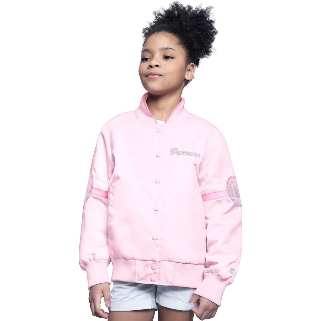 Starter Big Boys And Girls Light Pink Los Angeles Lakers Arena Full-snap Varsity Jacket In Pink